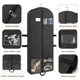 65" Long Garment Bags, 2 Pack Waterproof Travel Dress Bags for Hanging Clothes, Wedding Dress Cover Clothes Protector for Closet Storage, Suitable for Gowns, Tuxedos, Coats, Black