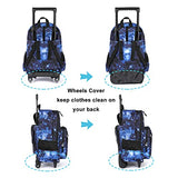 Rolling Backpack 18 inch Double Handle Wheeled Laptop Boys Girls Travel School Children Luggage Toddler Trip (Galaxy Blue)