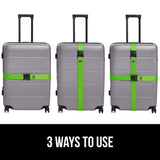 GORILLA GRIP Heavy Duty 4 Pack Adjustable Luggage Straps for Suitcases, Easy to Identify Travel Belt Connector Holds Suitcase Together, Extends Life of Bag, Strap Connects Two Bags, Accessories Green