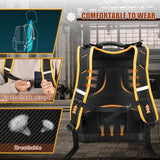 Marscamd Tool Backpack with Hard Bottom and a Tool Pouch, Heavy Duty Tool Bag with Multiple Pockets and Laptop Sleeve, Black