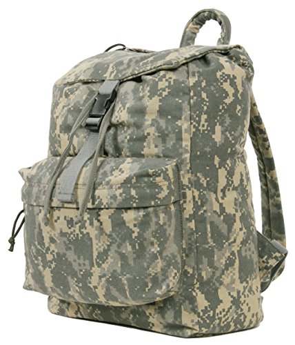 Rothco Canvas Daypack – Heavy-Duty Cotton Canvas Backpack for Hiking, Camping, Traveling, and Daily Use – 34L Capacity, ACU Digital Camo
