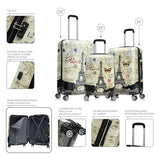InUSA Paris Print Luggage with Spinner Wheels | Durable Lightweight Hardside Suitcase | Travel Bag with Handle and Trolley | (20in, 24in, 28in) 3 Piece Set