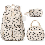 Fimibuke School Backpack for Girls Boys - 3PCS Corduroy Kids Backpack Set with Lunch Box & Pencil Pouch, Lightweight Teen Girls School Bag Laptop Bag Travel Daypack for Elementary Middle High School