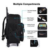 Tilami Rolling Backpack 18 inch Double Handle with Lunch Bag Wheeled Kids Backpack for Girls and Boys, Black