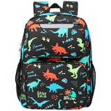 BrainyBees Kids Backpack for Boys Kindergarten - 15 Inch Sturdy School Bookbag Fits Folder, Dinosaur Backpack for Kids 4-7 with Leakproof Insulated Pocket for Lunch and Snacks, Black