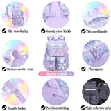 NSEQB Kids School Backpack Set With Lunch Bag for Elementary Girls,Purple