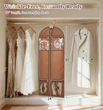 MISSLO 60" Dress Bags for Gowns Long with 4 Large Pockets Garment Bags for Travel for Women Heavy Duty Wedding Dress Bag for Hanging Clothes Garment Covers, Beige
