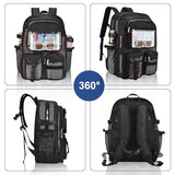 Jeluno Heavy Duty Mesh Backpack for School, Lightweight Black Book Backpack for Beach,Travel(Black)