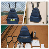 SUIKIHUM Tennis Backpack for 2 Rackets, Waterproof Tennis Bag with Shoe Compartment, Wet/Dry Pocket, Fence Hook, for Tennis, Pickleball, Badminton, Blue