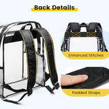 Vorspack Clear Backpack Heavy Duty - Clear Backpacks for School Transparent Bookbag for Girls Boys Large See Through Bag for Work, College, Concert - Black