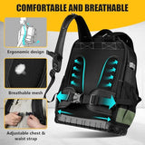Tool Backpack, UUP Heavy Duty Tool Bag, Large Empty Toolbag Organizer with Waterproof Molded Hard Bottom, Utility Tool Laptop Storage Back Pack, HVAC Technician Electrician Construction Men Dad Gift