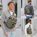 WITZMAN Canvas Sling Bag for Men Vintage Crossbody Bag Fit 9.7 Inch Ipad
