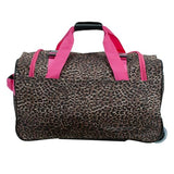 Rockland Rolling Duffel Bag, PINK LEOPARD, 22"