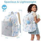 WOBAGMEN Corduroy Backpack for Kids Girls,Cute Aesthetic School Backpack with Multi-Pocket,Lightweight Bookbag Fits 15.6" Laptop,Large Capacity Casual Daypacks for Middle High School College,Blue Bow