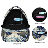 WIHVE School Backpack Great Wave Kanagawa Bookbag Travel