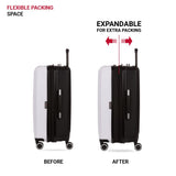 SwissGear 8028 Hardside Expandable Spinner Luggage, Black/White, Checked-Large 28-Inch