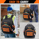 AUROPEAK 96-Pocket Hvac Tool Backpack Heavy Duty, Electrician Tool Bag Backpack for Men Women, Hvac Tool Bag Organizer, Large Tool Backpack with Laptop Compartment & Molded Base for Construction