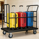 YOHKOH Luggage Cart with Wheels, Hotel Luggage Trolley with Side Elastic Rope & Protective Rails, 5” Quiet Wheels with Brakes, Heavy-Duty Bellman Cart 42.51" W x 25.19" D x 34.25" H Holds 850 lbs