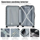 Coolife Luggage Suitcase Carry-on Spinner TSA Lock USB Port Expandable (only 28’’) Lightweight Hardside Luggage (Gray, M(24in))