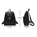 Nevenka Brand Women Bags Backpack PU Leather Zipper Bags Purse Casual Backpacks Shoulder Bags (BLACK)