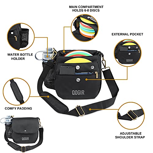 QOGIR Lightweight Disc Golf Bag: Durable Disc Golf Bag with 8+ Disc Capacity, Introductory Discs Golf Bag, Holds Water Bottle and Accessories, Great for Beginners