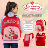 AI ACCESSORY INNOVATIONS Strawberry Shortcake Backpack for Girls Bookbag featuring Strawberry Shortcake & Custard, 15 Inch School Bag, Pink