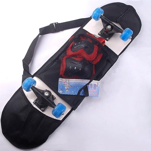 SquEqu Skateboard Bag Backpack 31'' Slim Foldable Nylon Skate Board Carry Bags with Gloves Pouch Portable Longboard Handy Storage Organizer with Adjustable Strap for Travel Outdoor Skating Skateboards