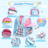 KIEAL 16.5/19IN School Backpack for Girls with 24Pcs Accessories, Anti-Theft Kids Backpack for Students, New Semester Presents with Pins and Card Holder