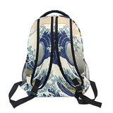 WIHVE School Backpack Great Wave Kanagawa Bookbag Travel