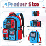 Duzieda Boys Backpack with Lunch Box, 4 PCS Gamer Boys Backpack for Elementary Middle School, 17 Inch School Bags for Kids