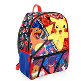 Pokemon Backpack Set for Boys - Bundle with 16" Pikachu Backpack, Snack Bag, Water Bottle, Pencil Case, More | Pokemon School Bag for Kids