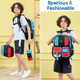 Fimibuke Kids Backpack for School Boys, 3 PCS Gamer Teen Boys Backpack with Lunch Box & Pencil Case, Gaming Bookbag for Kid Children Student Kindergarten Elementary Middle High School Travel Backpacks