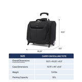 Travelpro Maxlite 5 Softside Lightweight Rolling Underseat Tote Upright 2 Wheel Bag, Men and Women, 14-Inch — Black