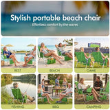 Outvita Backpack Beach Chair with 7 Position Adjustable Backrest, Lightweight Folding Aluminum Camping Chair with Detachable Storage Bag, Carry Strap & Side Pocket, 265 lbs Capacity
