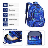 MYGOO Boys School Backpack Doubleday Gamer Blue Bookbag for Elementary Middle School Ages 5-12, 17 inch Large Capacity 24L Kids Student Travel Bags
