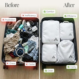 Well Traveled 8 pcs Compression Packing Bags Cubes Set with HybridMax Double-Capacity Design - Packing Cubes for Travel Compression to Maximize Limited Luggage Space, White
