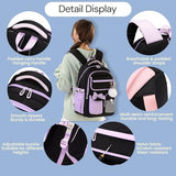 NIWEIYA Rolling Backpack for Girls Kids Trolley Rolling School Bag Wheeled Backpack for Elementary School Roller Bookbags on 6 Wheels, Black Purple