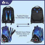 NEW TILAMI 20" Rolling Backpack for Teens Adults, Climbing Stairs Waterproof Backpack with Wheels for School Business Trave Camping with Laptop Compartment, Fit 17 Inch Laptop, Spacey Blue