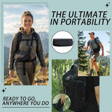 ABUUL Portable Folding Stool – 12" Tall Collapsible Backpack Stool with Storage Pouch, Hands-Free Carry & Supports 300 lbs, Ultralight for Hiking, Fishing, Camping, Festivals (Black, Standard)