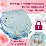 IwaiLoft Ransel Randoseru Backpack with Automatic Satchel for Girls, Japanese School Bag Embroidery PU Bookbag for Women (Morocco Light Green)