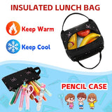 FADOVYE Waterproof Laptop Backpack for Girls Women, Water Resistant College School Backpack Casual Daypacks with Lunch Box Pencil Case (Bows-Black)