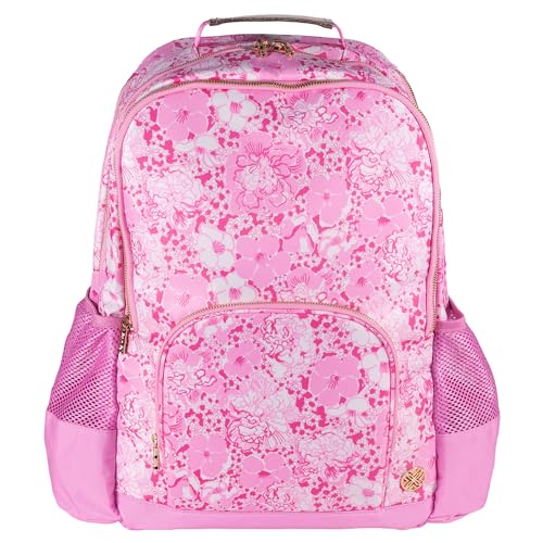 Lilly Pulitzer Large Backpack with Pockets, Adjustable Straps and Top Handle, Bookbag for Work and Travel
