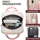 Laptop Backpack for Women College Bookbag: 15.6 Inch Cute Work Backpacks with USB Charger Waterproof Stylish Womens Computer Bag for Teachers Nurses Casual Business Travel Back Pack (Pink Beige)