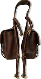 Coltoro Leather Horse Riding 2 Compartment Saddle Bag Brown for Western Saddle with Straps Around Pommel