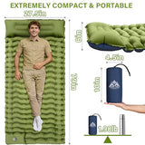 FUN PAC Camping Sleeping Pad, Ultralight Camping Mat with Pillow, Built-in Foot Pump Inflatable Sleeping Pads Compact for Camping Backpacking Hiking Traveling Tent,Single,Green