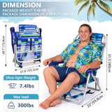 PRETZI Backpack Beach Chairs for Adults - Folding Heavy Duty Camping Chair with Storage Pouch, Cup Holder & Towel Rack, Adjustable Lounge Chair for Outdoor,Travel (1pack /Stripes_Blue&Green)