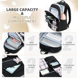 Girls Backpack,3pcs Backpack with Lunch Box Pencil Case Set 15.6 Inch Laptop School Bag Kids Kindergarten Elementary College Bags Large Bookbag for Teen Women Students Casual Travel Daypacks Black