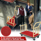 Gilprop Hotel Luggage Cart Bellman's Cart Rectangular Steel Deluxe Platform Truck Holds 850lbs of Luggage(Red)