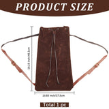 GORGECRAFT Medieval Backpack Drawstring Fibre Bag with PU Leather Straps and Alloy Clasps Portable Pouch for Viking LARP Renaissance Outdoor Activities Cosplay Gym Workout Saddle Brown 18x10.8 inch