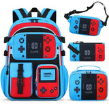 TILYTADLY School Backpack for Boys - 4PCS Gamer Boys Backpack with Lunch Box Set for Elementary Middle School - Students Bag for Ages 6-18,18″ Video Game Bookbag Travel Back Pack
